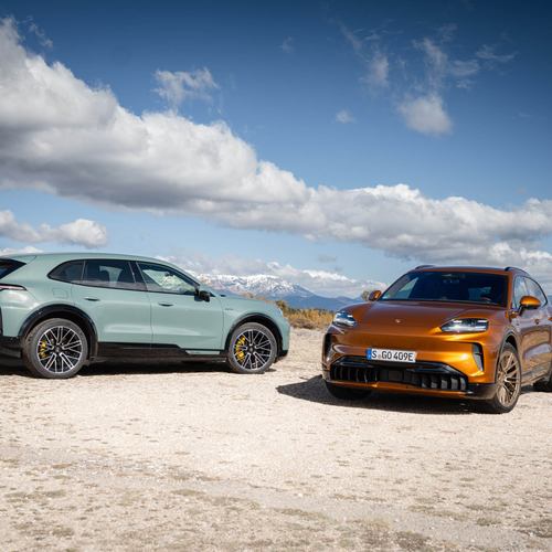 2027 Porsche Cayenne Electric E4 Madeira Gold Front View