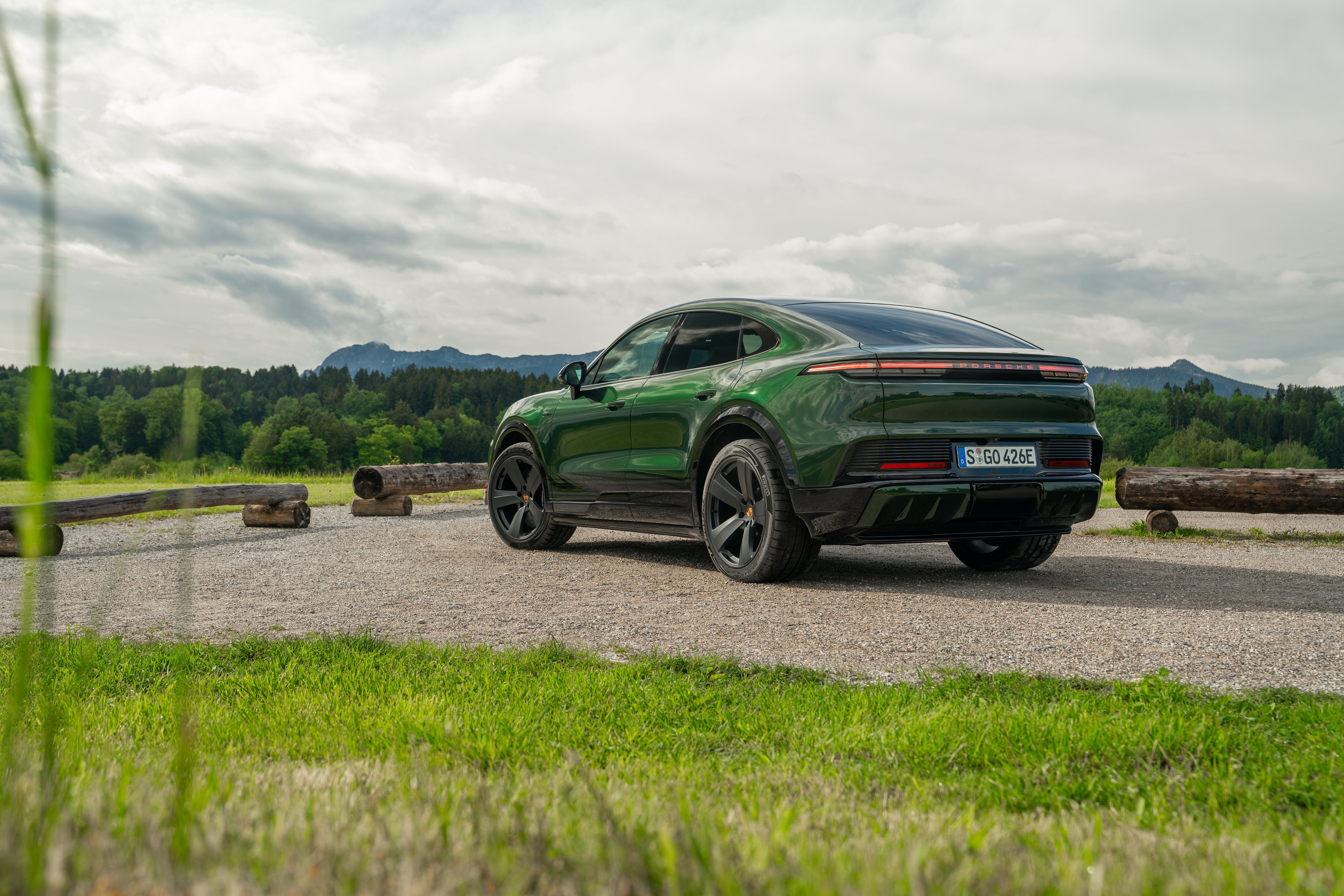 2027 Porsche Cayenne S Coupe Electric E4 Oak Green Rear View