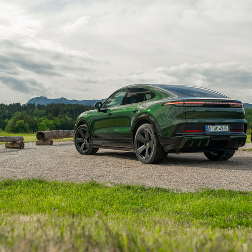 2027 Porsche Cayenne S Coupe Electric E4 Oak Green Rear View