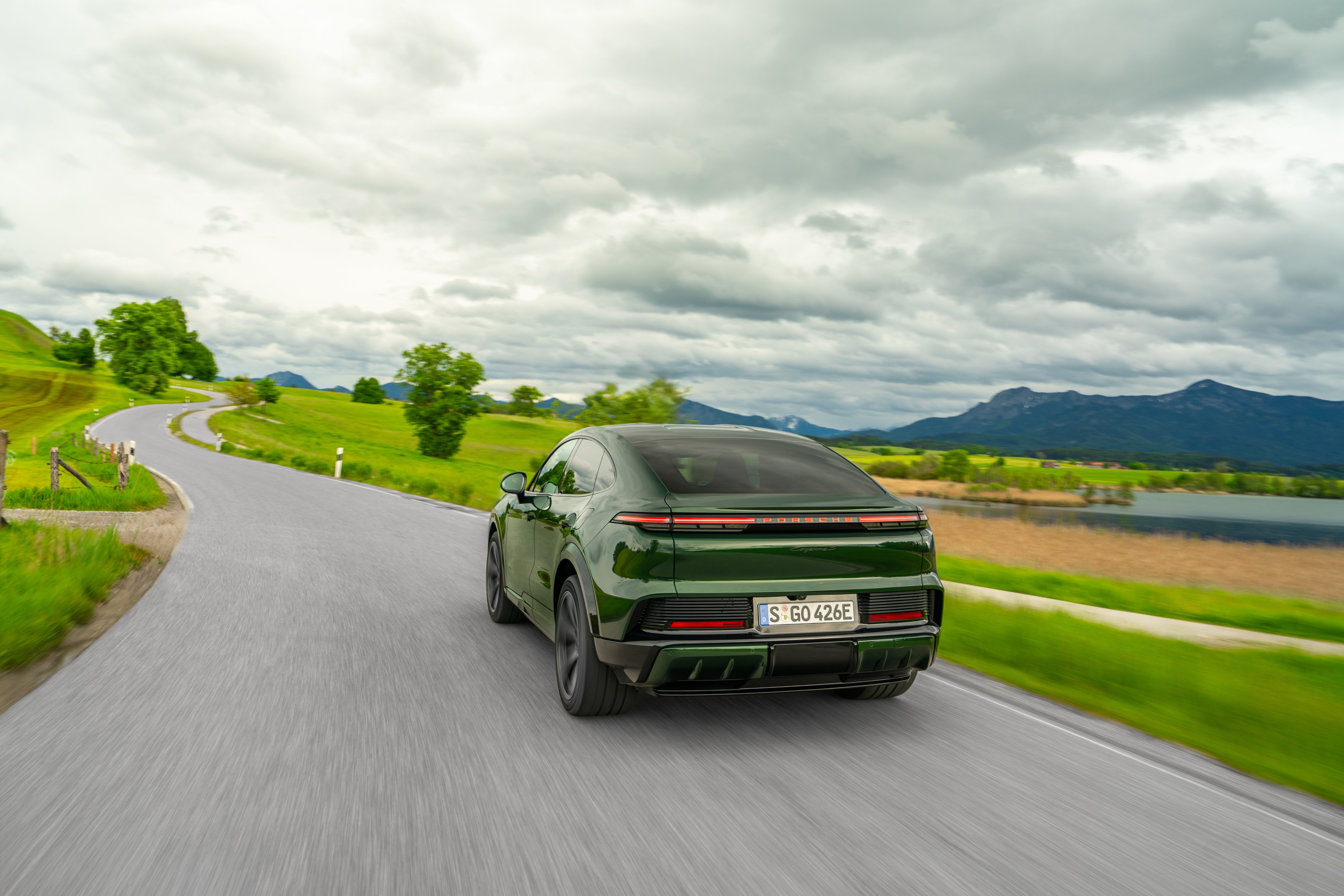 2027 Porsche Cayenne S Coupe Electric E4 Oak Green Rear View