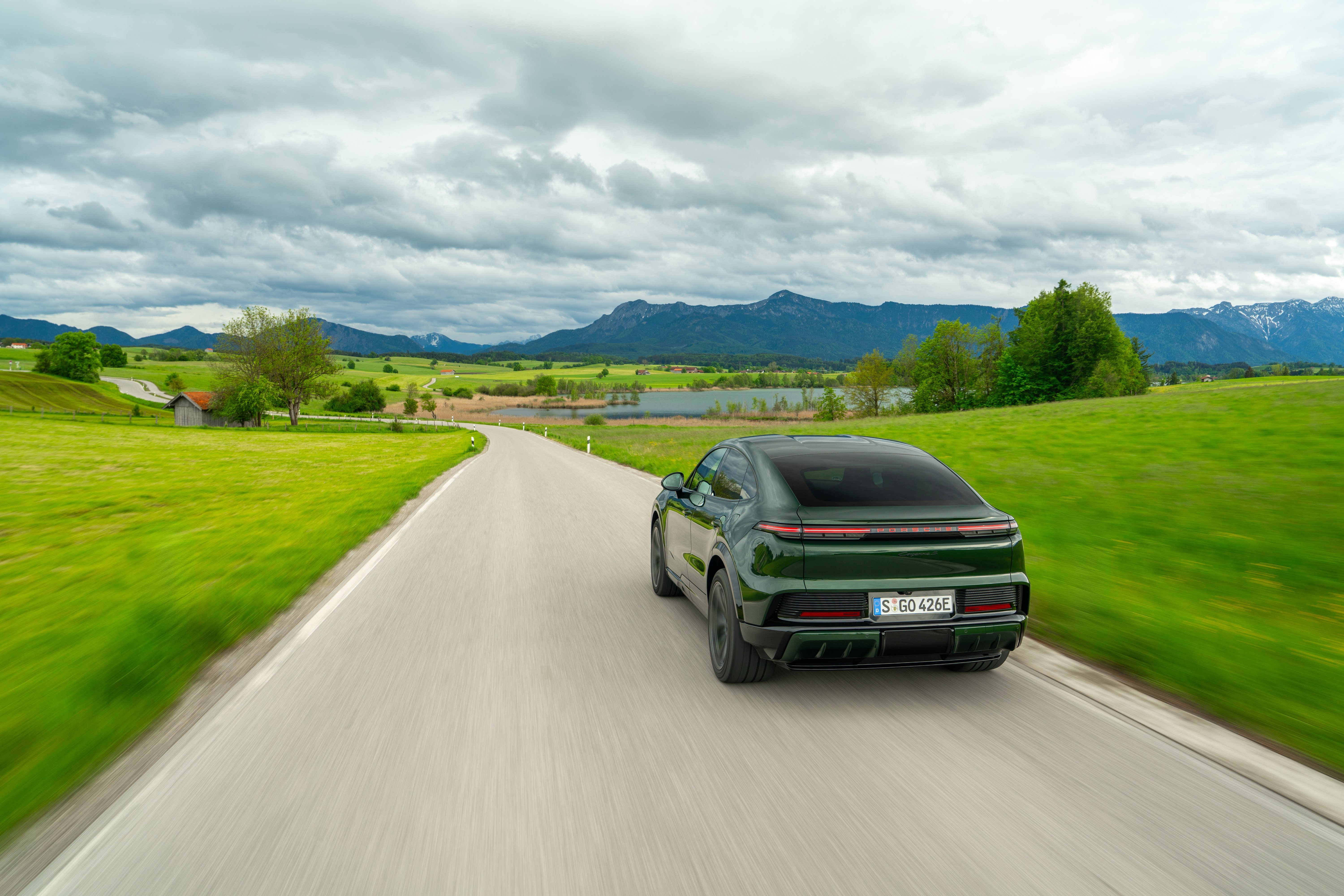 2027 Porsche Cayenne S Coupe Electric E4 Oak Green Rear View