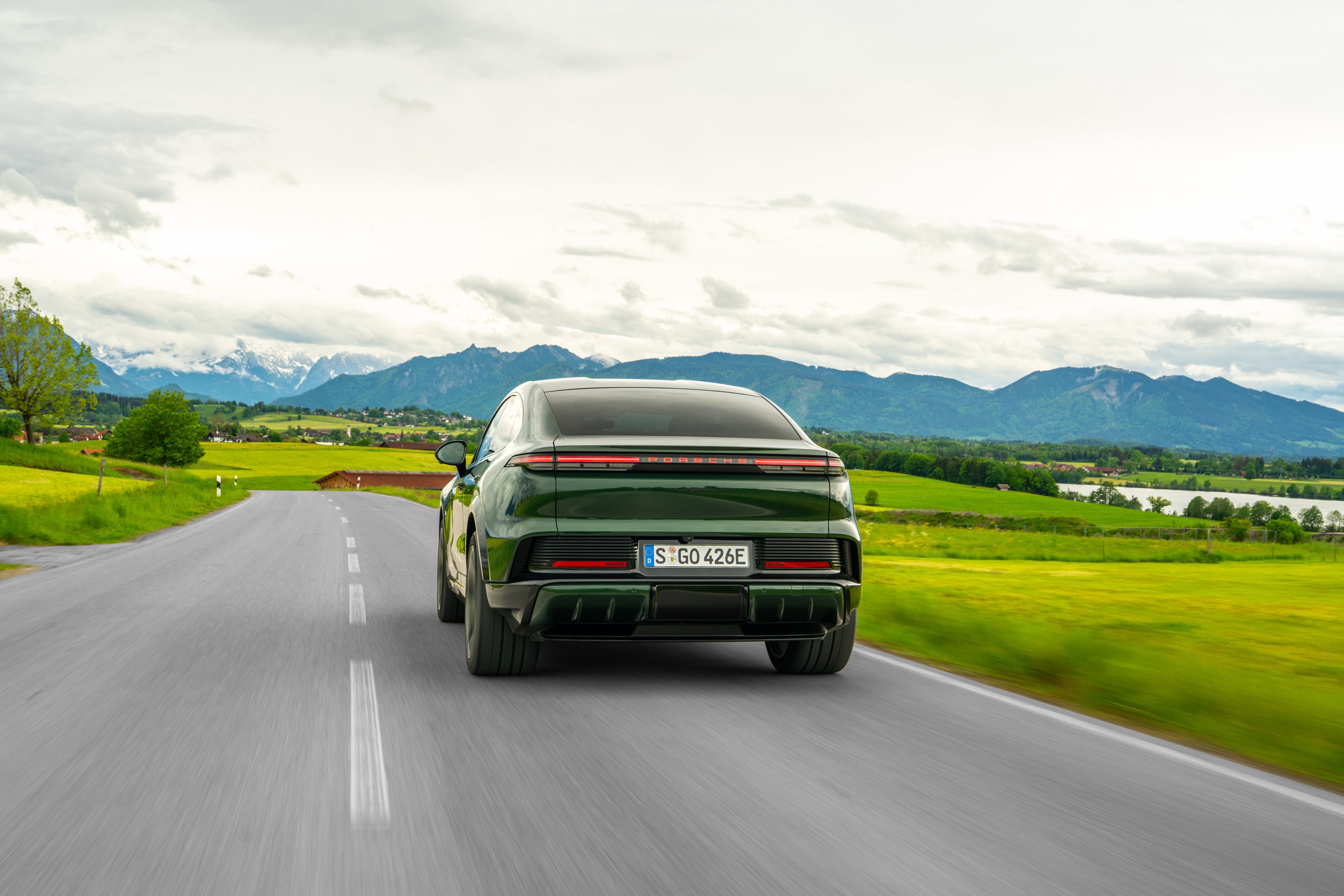 2027 Porsche Cayenne S Coupe Electric E4 Oak Green Rear View