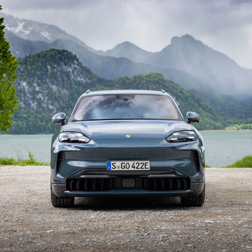 2027 Porsche Cayenne S Electric E4 Pale Blue Front View