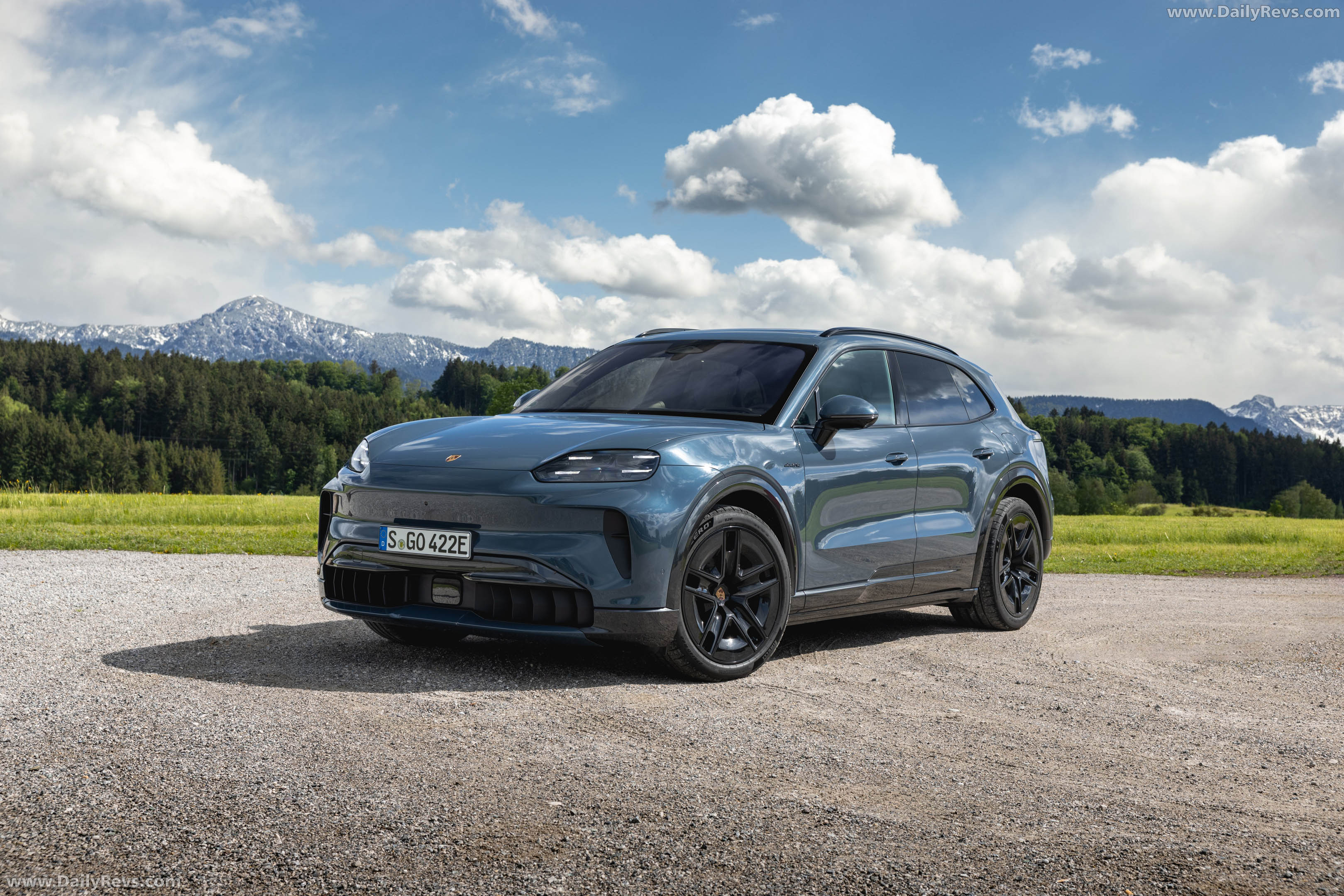 2027 Porsche Cayenne S Electric E4 Pale Blue Front View