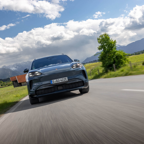 2027 Porsche Cayenne S Electric E4 Pale Blue Front View