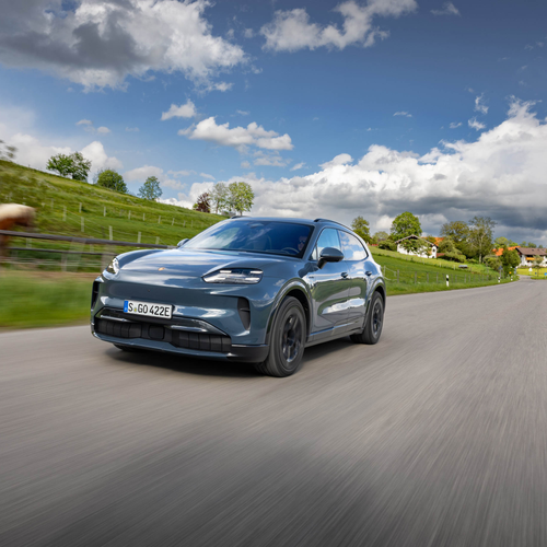2027 Porsche Cayenne S Electric E4 Pale Blue Front View