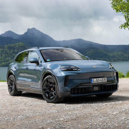 2027 Porsche Cayenne S Electric E4 Pale Blue Front View