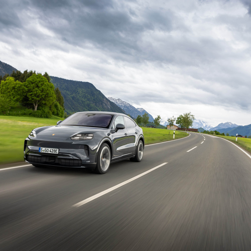 2027 Porsche Cayenne Coupe Electric E4 Slate Grey Front View