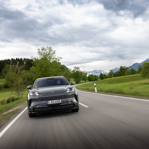 2027 Porsche Cayenne Coupe Electric E4 Slate Grey Front View
