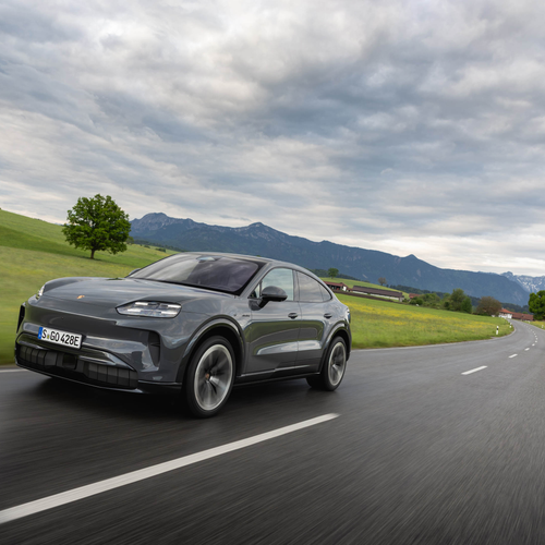 2027 Porsche Cayenne Coupe Electric E4 Slate Grey Front View