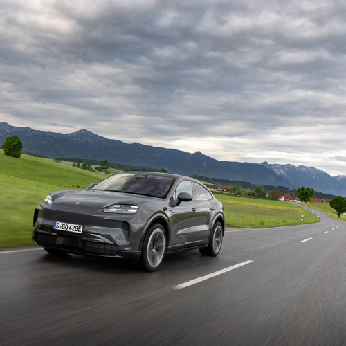 2027 Porsche Cayenne Coupe Electric E4 Slate Grey Front View