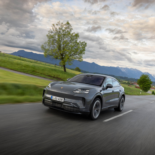 2027 Porsche Cayenne Coupe Electric E4 Slate Grey Front View