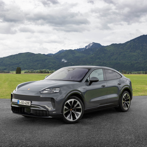2027 Porsche Cayenne Coupe Electric E4 Slate Grey Front View
