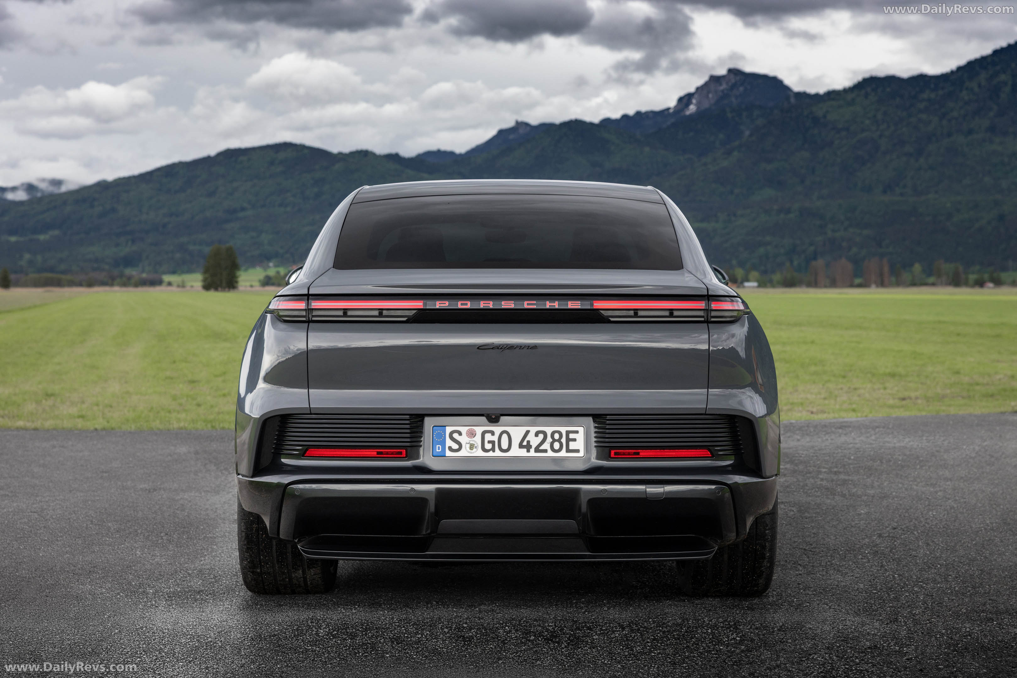 2027 Porsche Cayenne Coupe Electric E4 Slate Grey Rear View