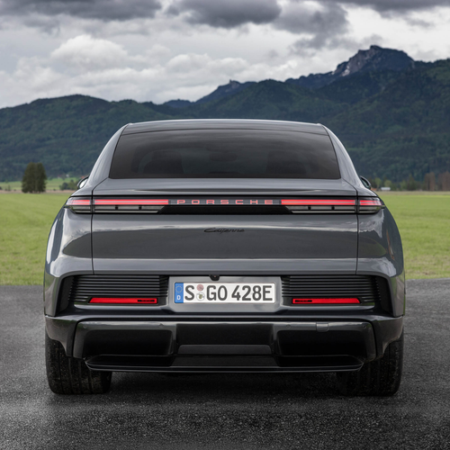 2027 Porsche Cayenne Coupe Electric E4 Slate Grey Rear View