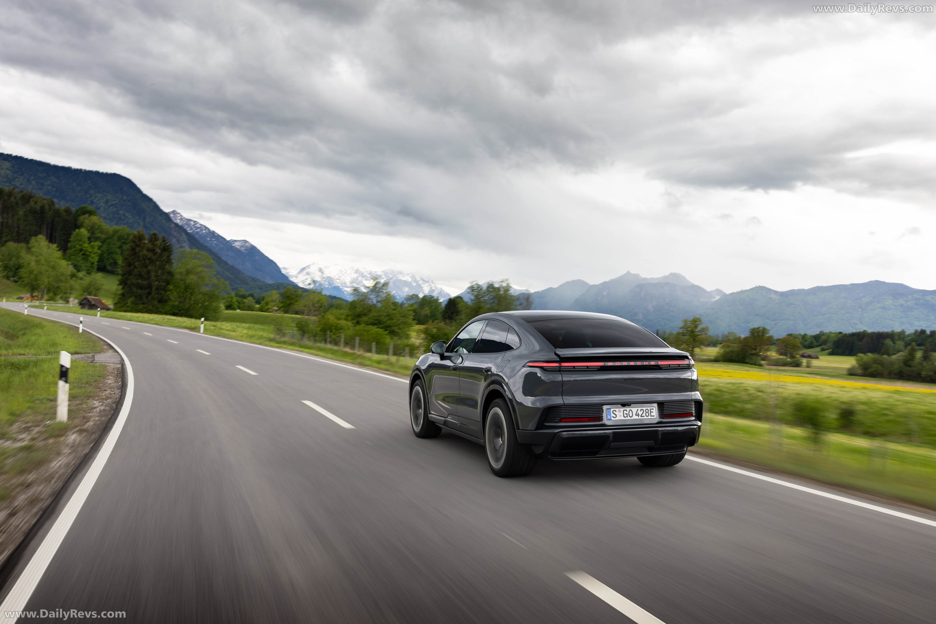 2027 Porsche Cayenne Coupe Electric E4 Slate Grey Rear View