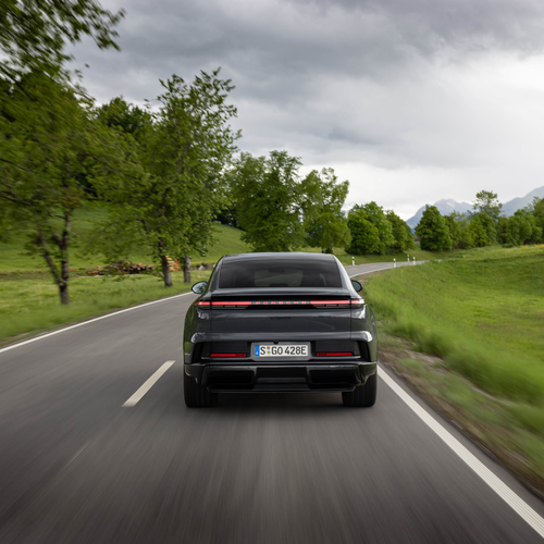 2027 Porsche Cayenne Coupe Electric E4 Slate Grey Rear View