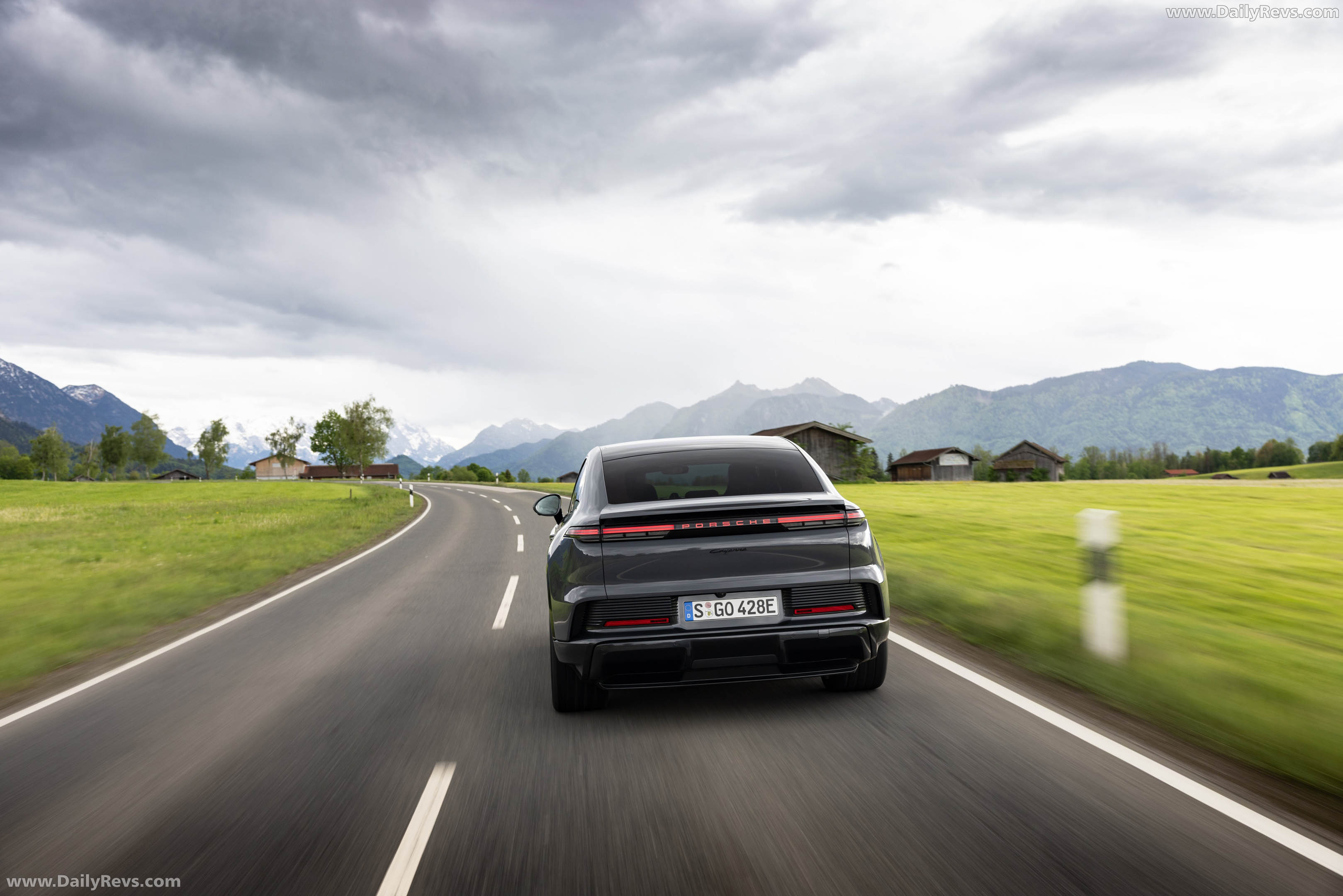 2027 Porsche Cayenne Coupe Electric E4 Slate Grey Rear View