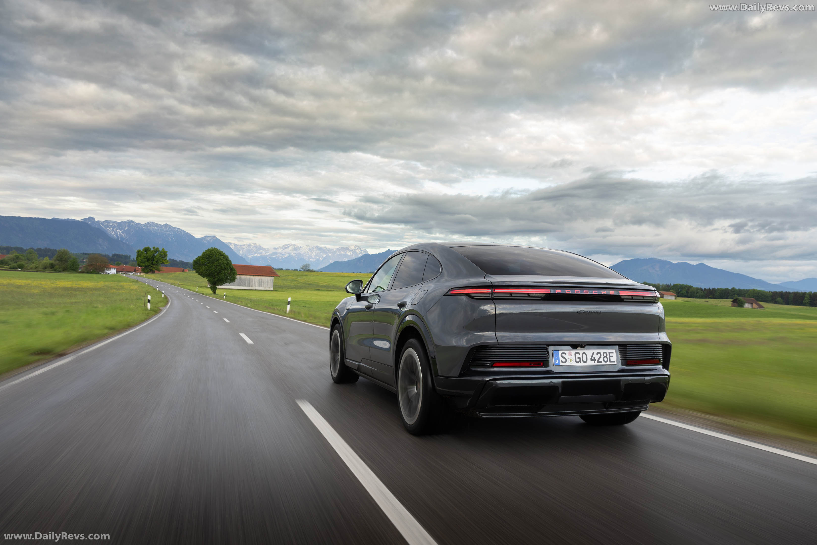 2027 Porsche Cayenne Coupe Electric E4 Slate Grey Rear View