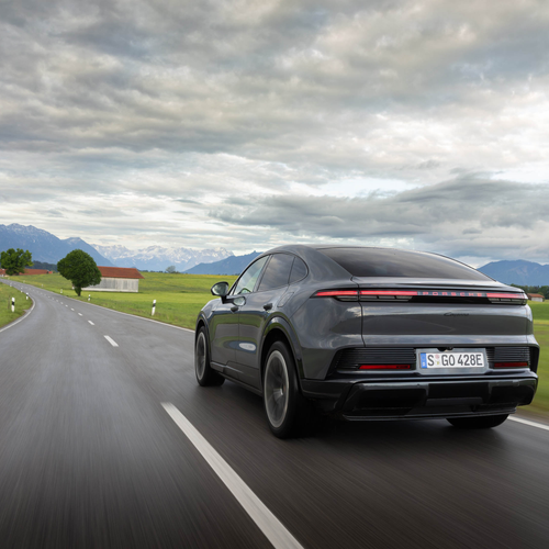 2027 Porsche Cayenne Coupe Electric E4 Slate Grey Rear View