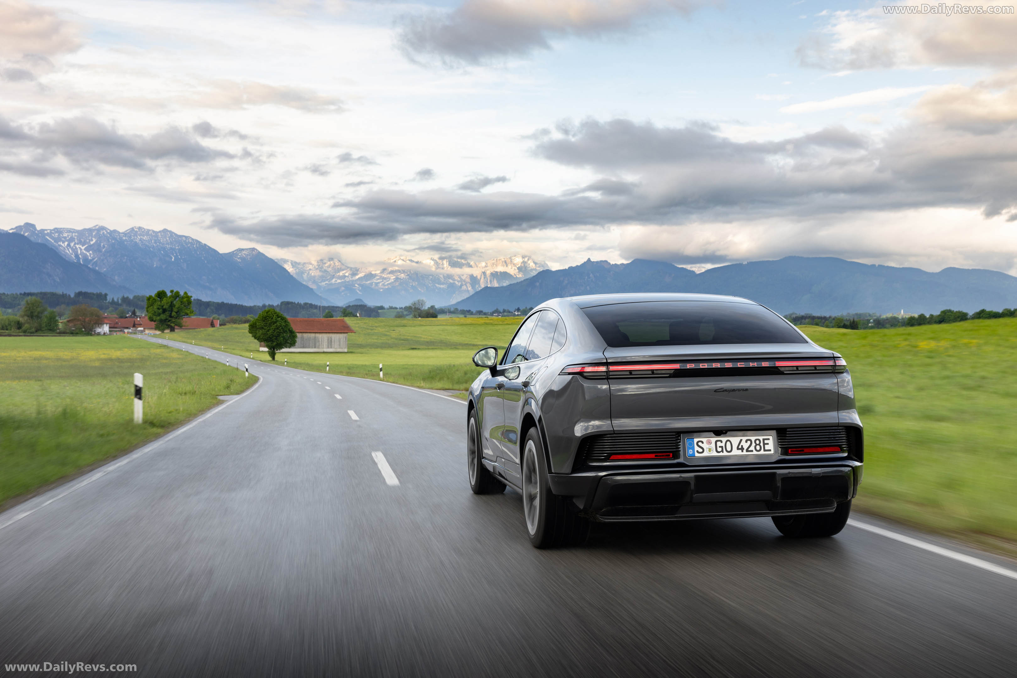2027 Porsche Cayenne Coupe Electric E4 Slate Grey Rear View