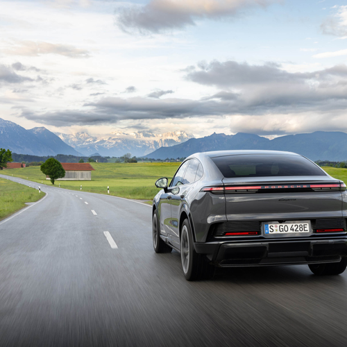 2027 Porsche Cayenne Coupe Electric E4 Slate Grey Rear View