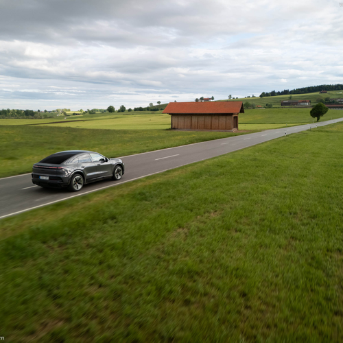 2027 Porsche Cayenne Coupe Electric E4 Slate Grey Rear View