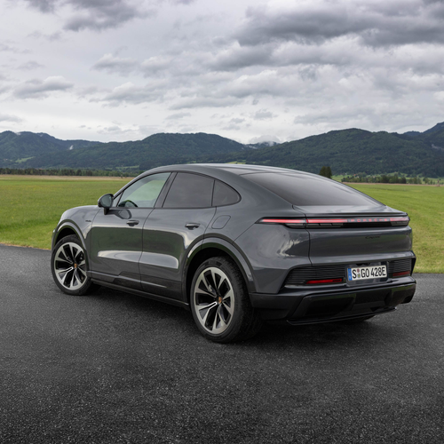 2027 Porsche Cayenne Coupe Electric E4 Slate Grey Rear View