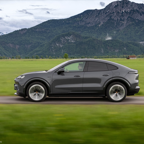 2027 Porsche Cayenne Coupe Electric E4 Slate Grey Side View