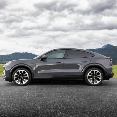 2027 Porsche Cayenne Coupe Electric E4 Slate Grey Side View