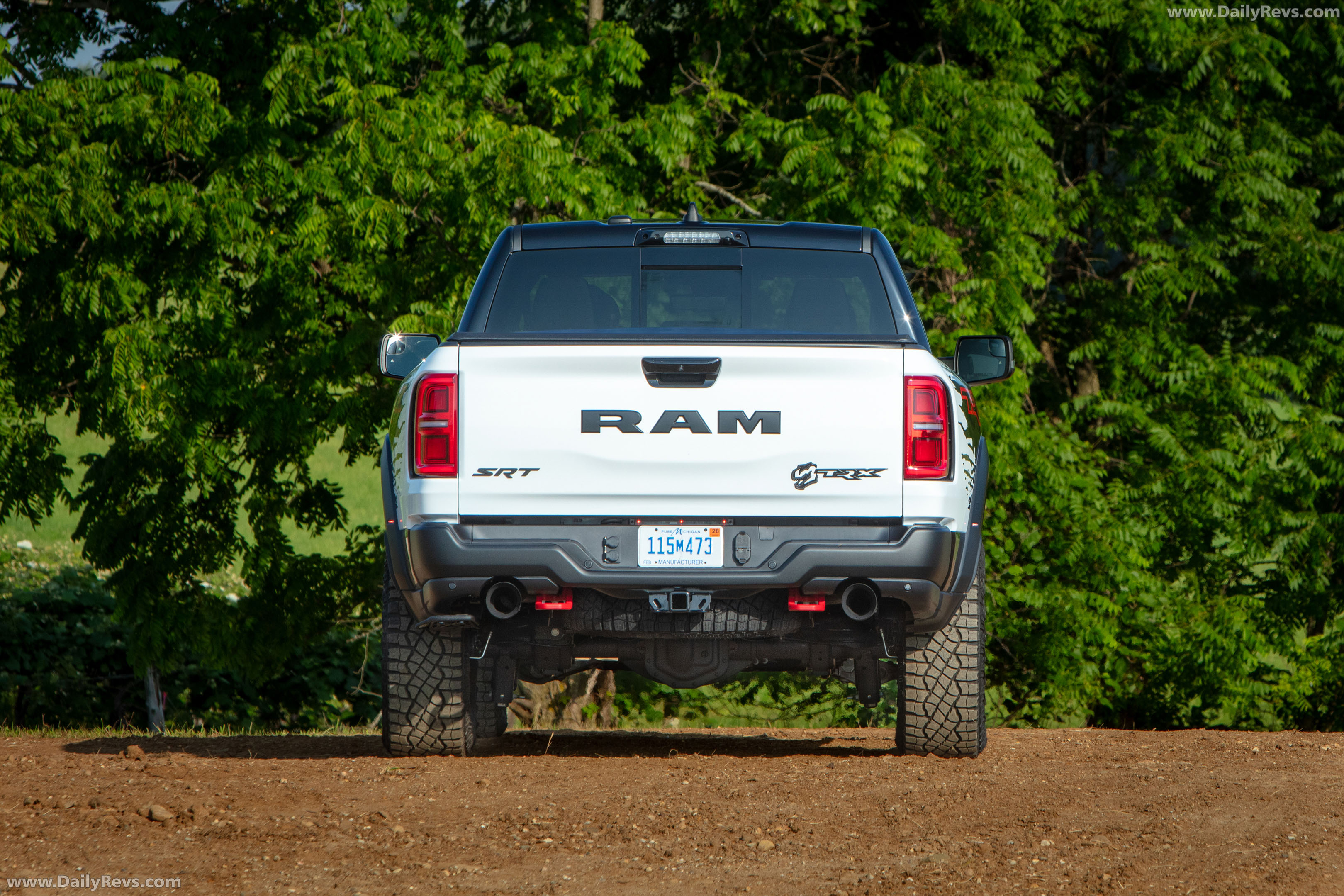 2026 RAM 1500 TRX SRT Bloodshot Night Bright White Rear View