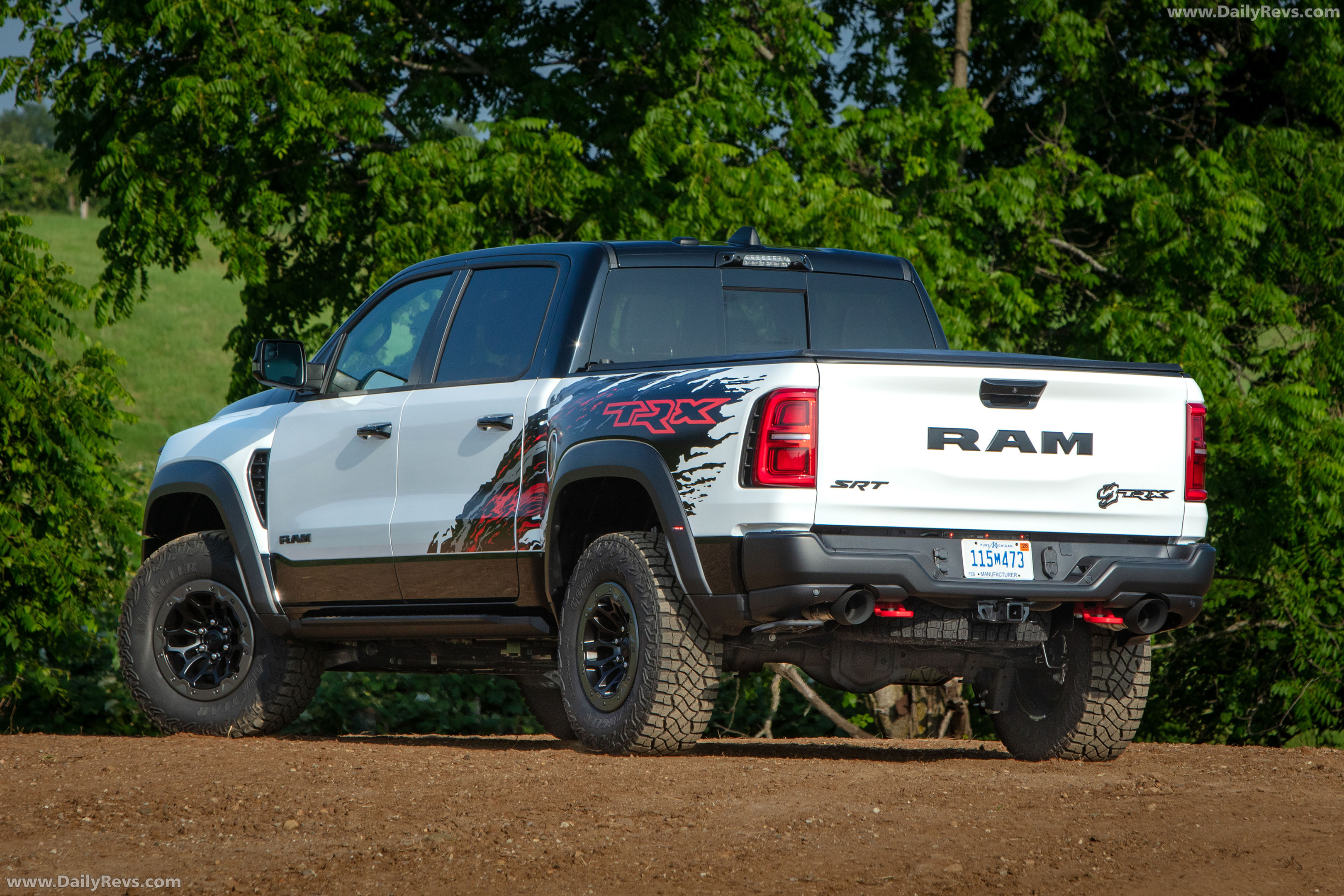 2026 RAM 1500 TRX SRT Bloodshot Night Bright White Rear View