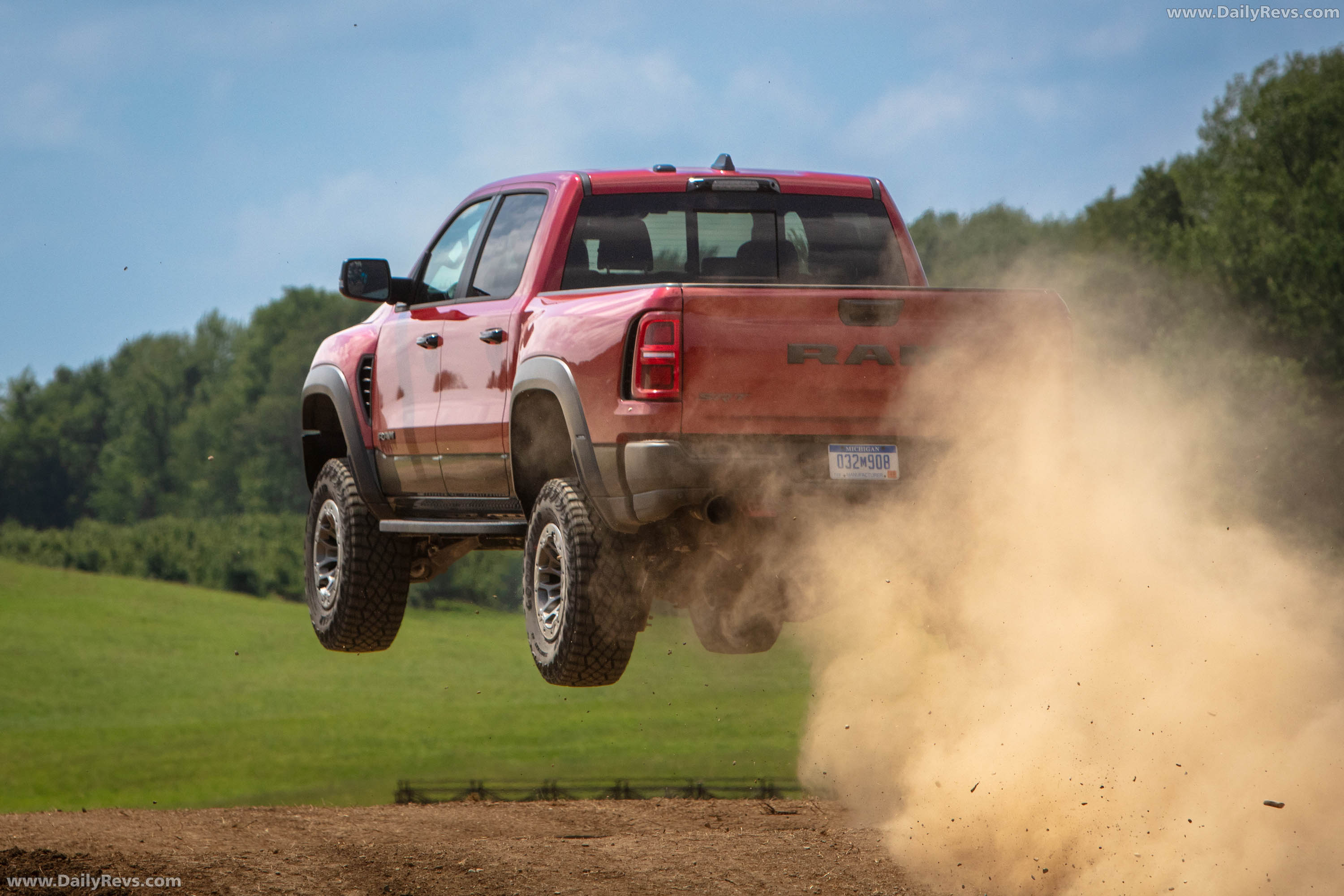 2027 RAM 1500 TRX SRT Molten Red Rear View