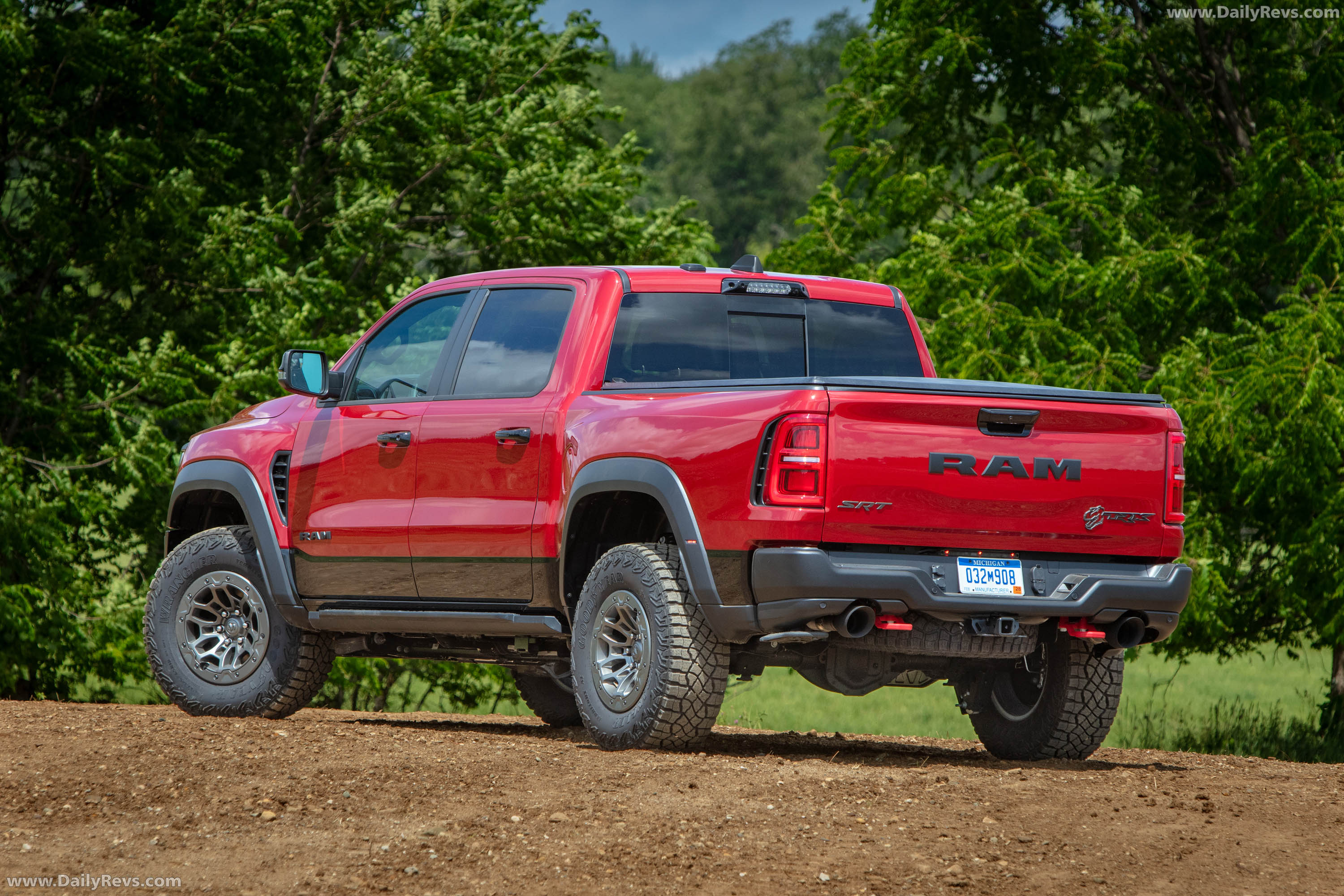 2027 RAM 1500 TRX SRT Molten Red Rear View