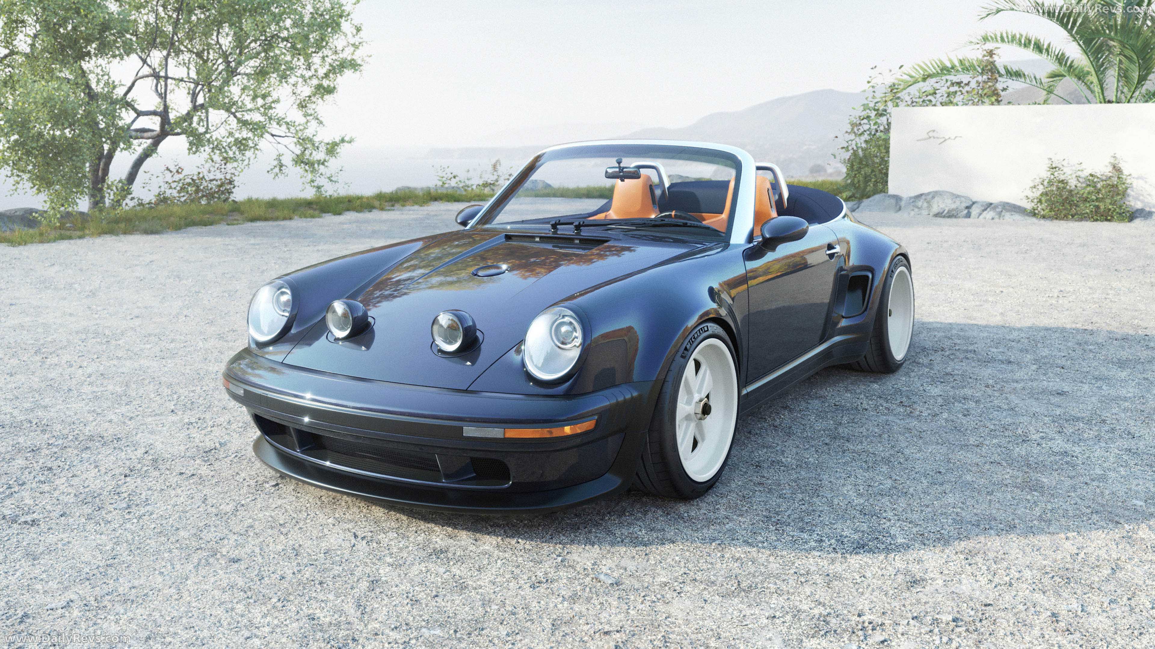 2026 Singer Porsche 911 Carrera Cabriolet Pacific Blue Front View