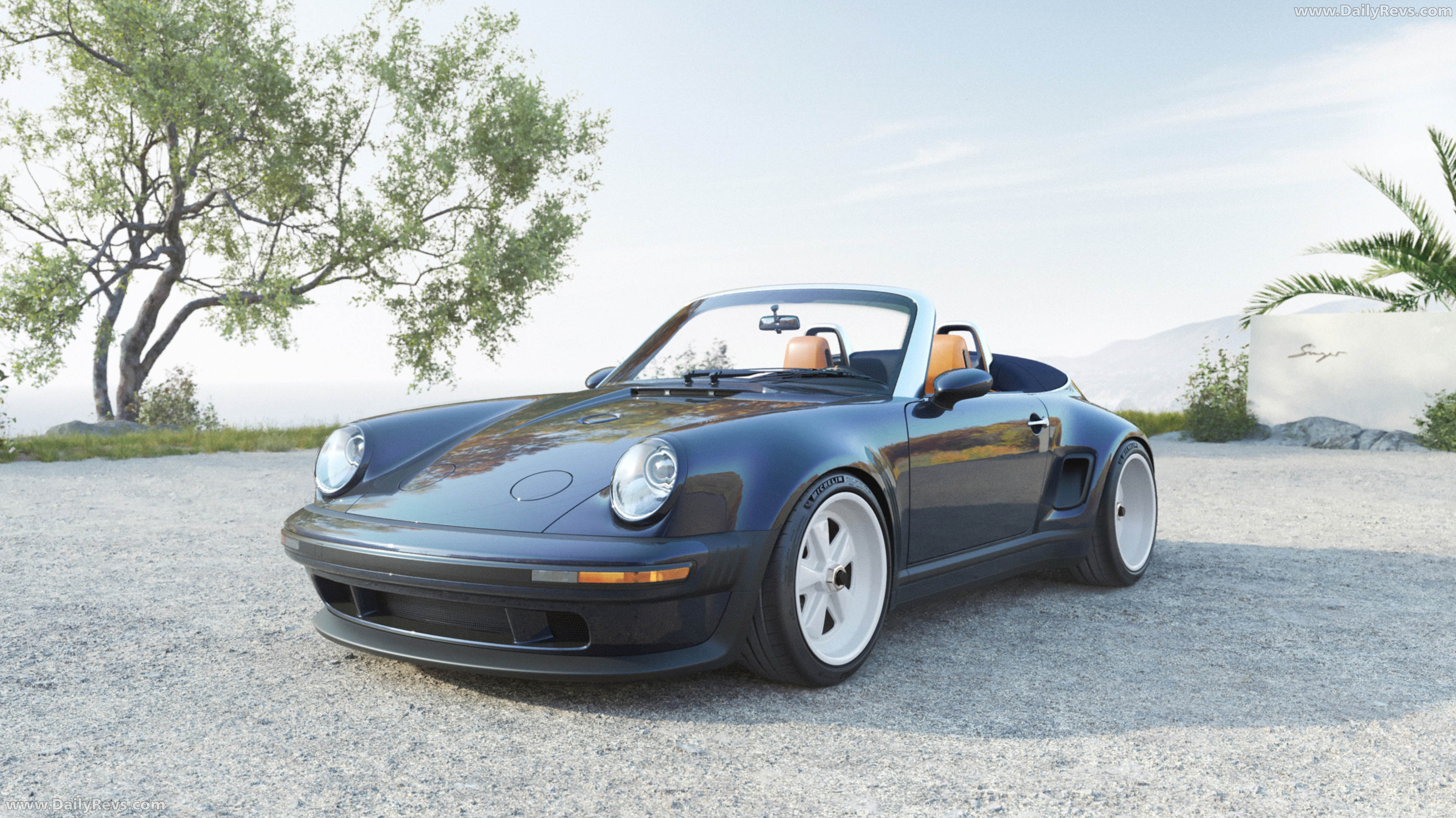 2026 Singer Porsche 911 Carrera Cabriolet Pacific Blue Front View