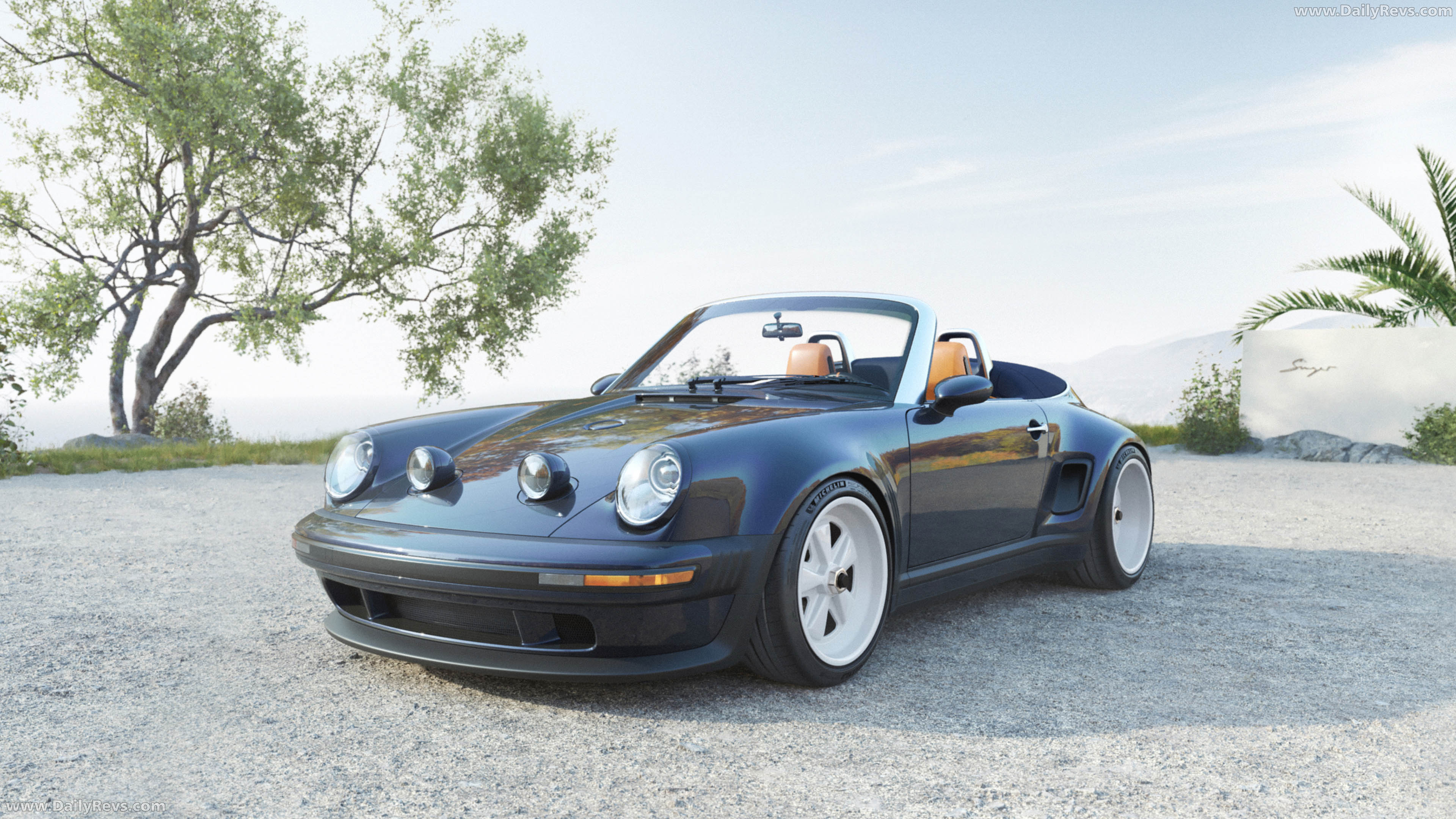 2026 Singer Porsche 911 Carrera Cabriolet Pacific Blue Front View
