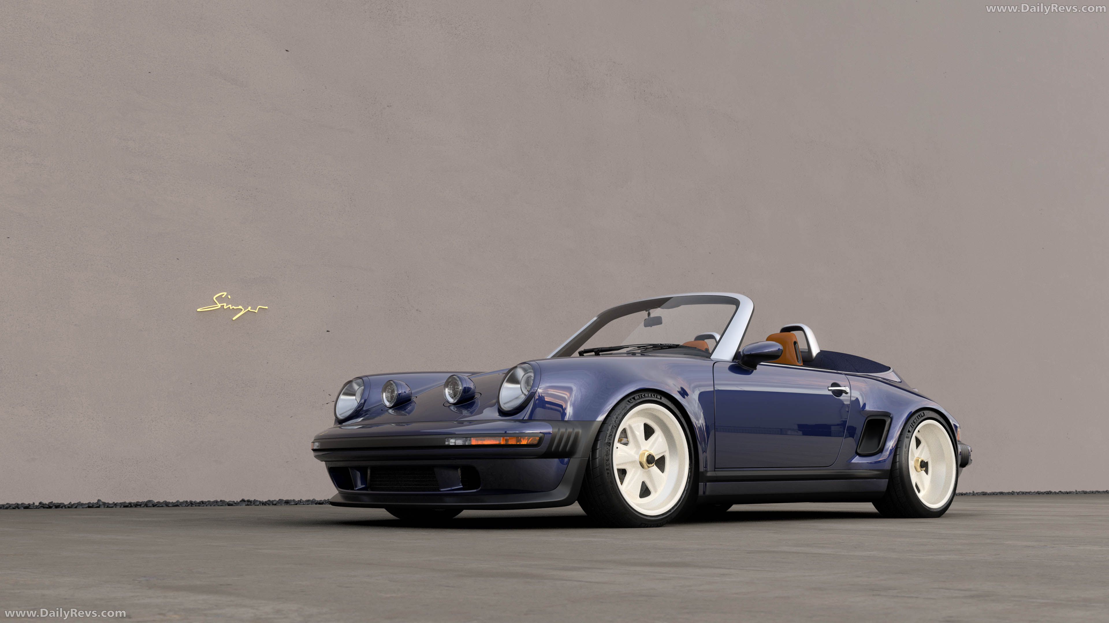 2026 Singer Porsche 911 Carrera Cabriolet Pacific Blue Front View