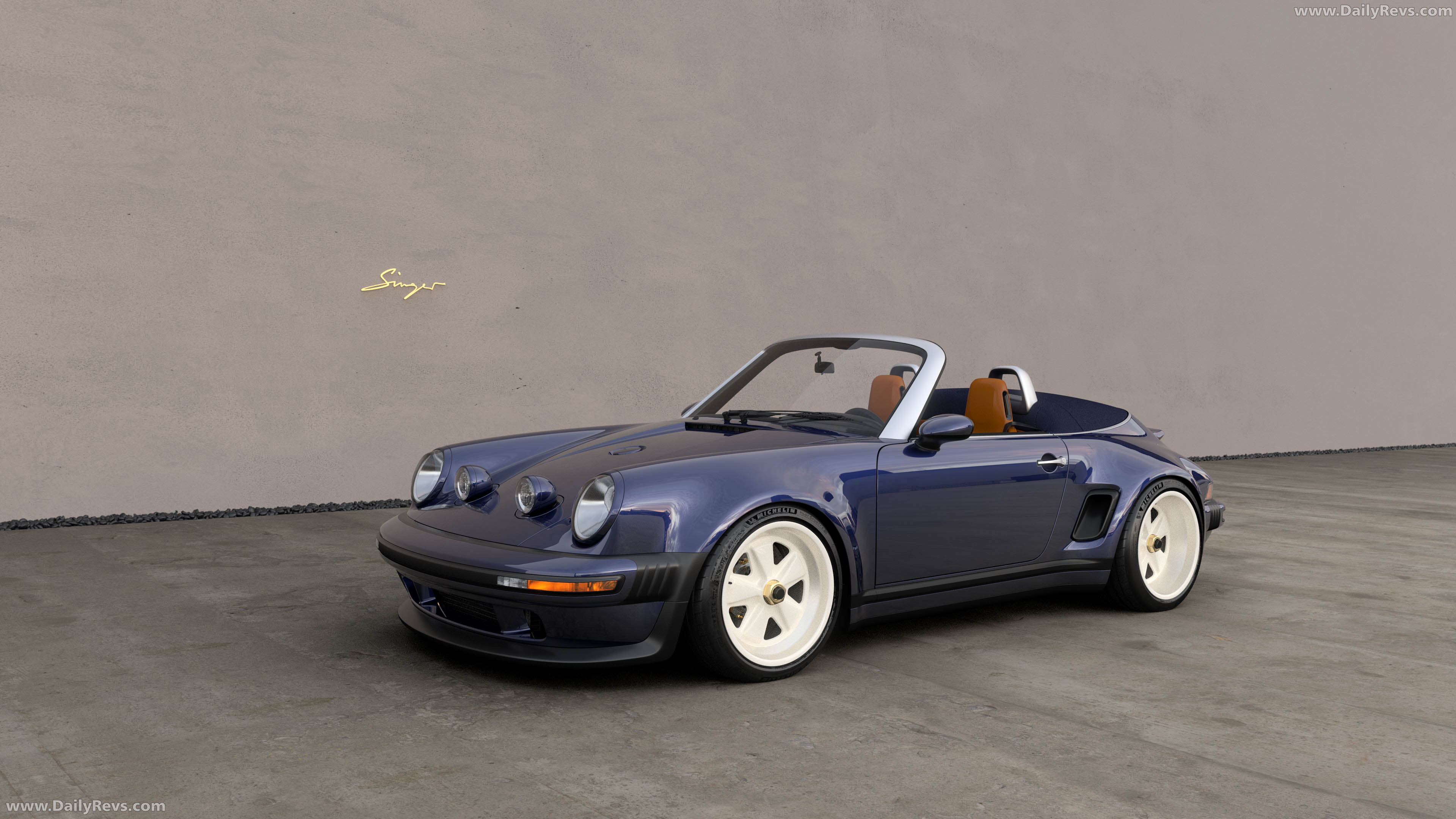 2026 Singer Porsche 911 Carrera Cabriolet Pacific Blue Front View
