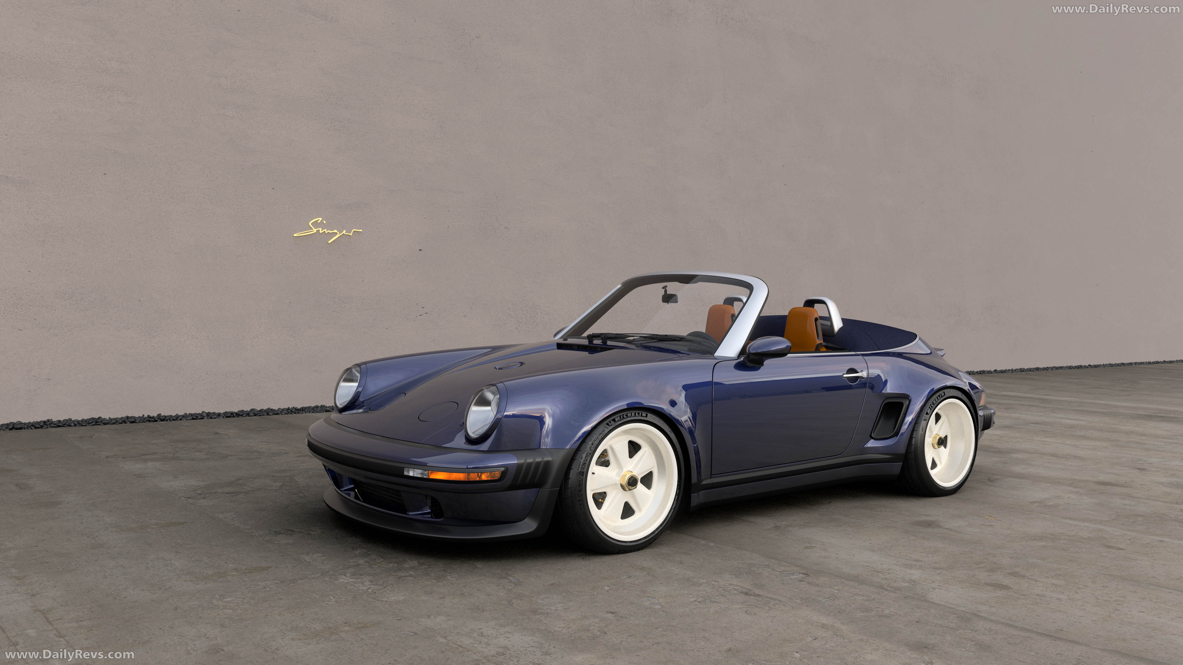 2026 Singer Porsche 911 Carrera Cabriolet Pacific Blue Front View