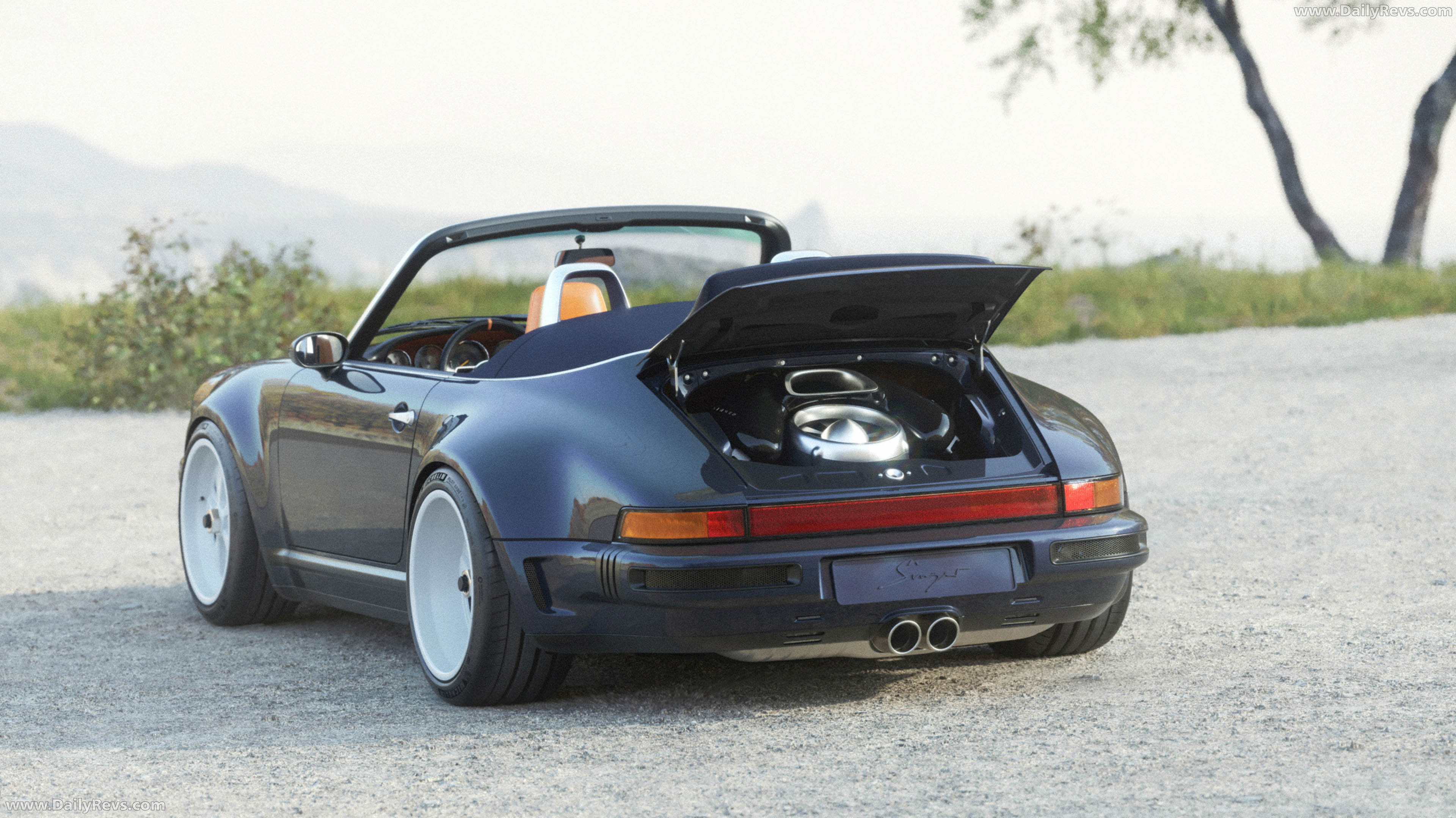 2026 Singer Porsche 911 Carrera Cabriolet Pacific Blue Rear View