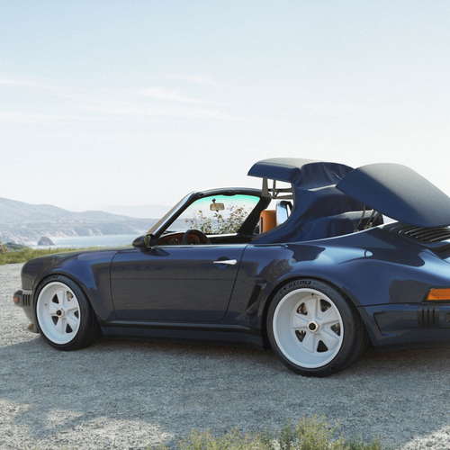 2026 Singer Porsche 911 Carrera Cabriolet Pacific Blue Rear View