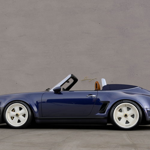 2026 Singer Porsche 911 Carrera Cabriolet Pacific Blue Side View