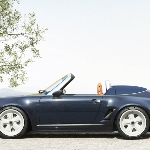 2026 Singer Porsche 911 Carrera Cabriolet Pacific Blue Side View