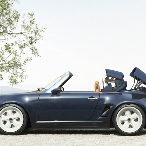 2026 Singer Porsche 911 Carrera Cabriolet Pacific Blue Side View