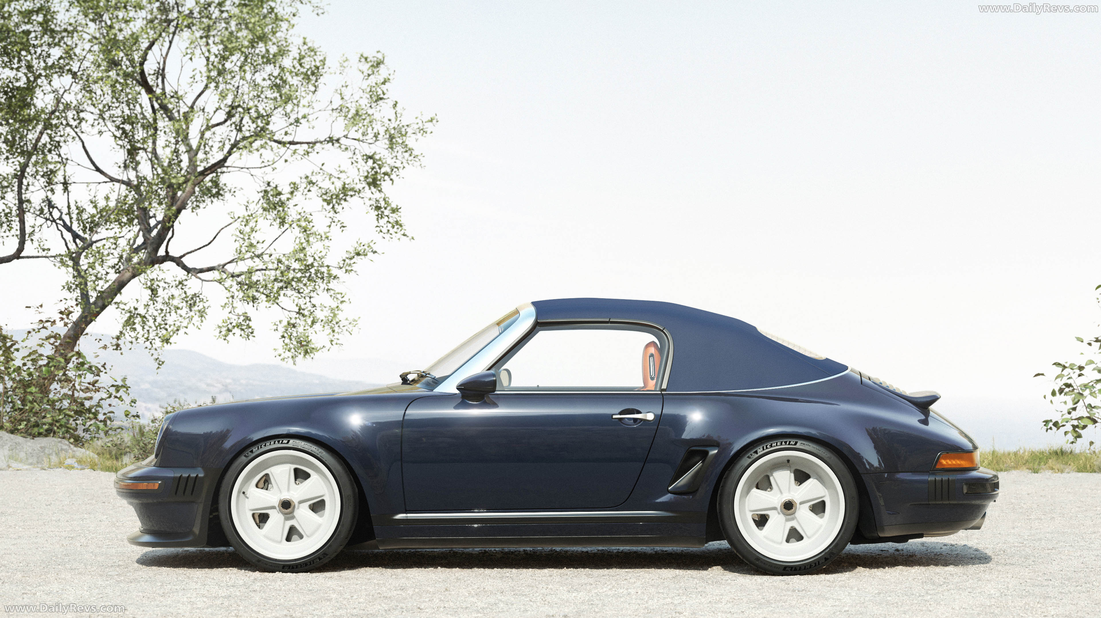 2026 Singer Porsche 911 Carrera Cabriolet Pacific Blue Side View