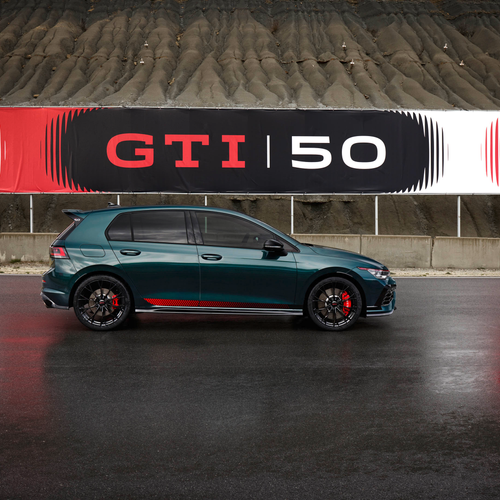 2026 Volkswagen Golf GTI Edition 50 Dark Moss Green Side View