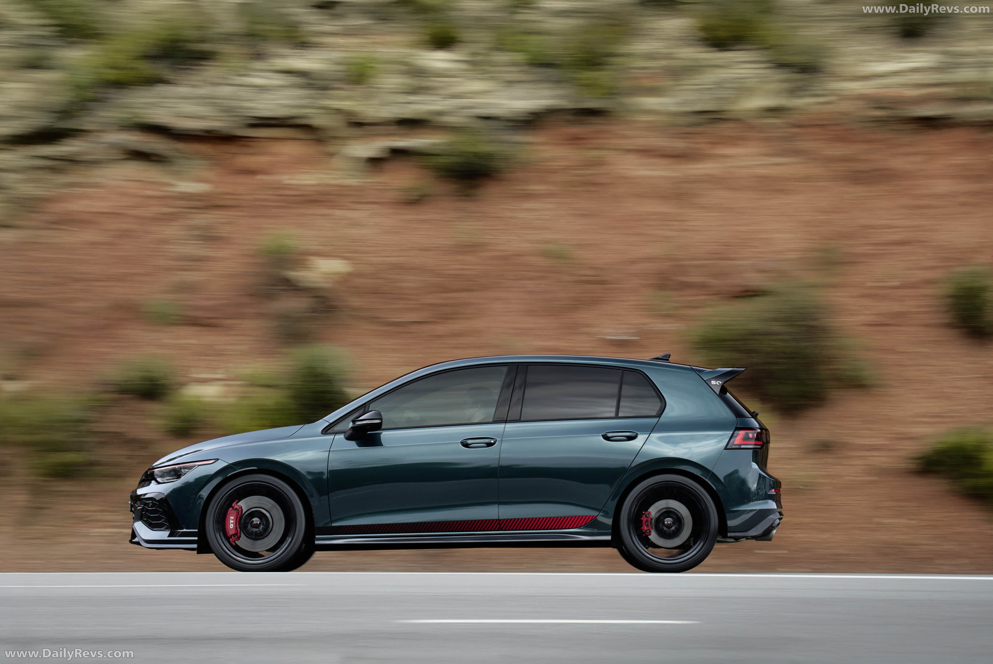2026 Volkswagen Golf GTI Edition 50 Dark Moss Green Side View