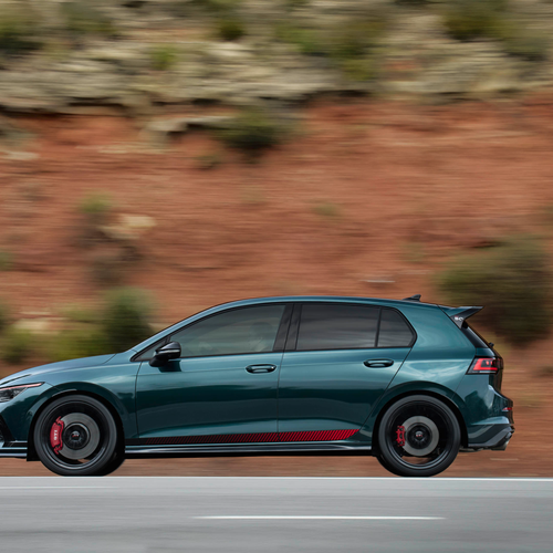 2026 Volkswagen Golf GTI Edition 50 Dark Moss Green Side View