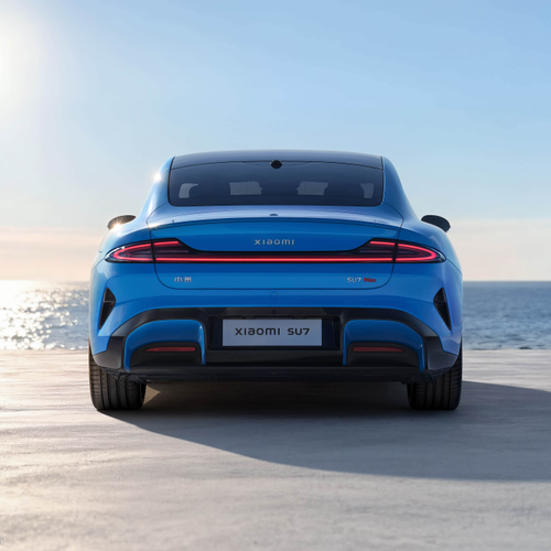 2025 Xiaomi SU7 Capri Blue Rear View